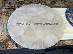 Backlit White Crystal Luxury Stone Table Top