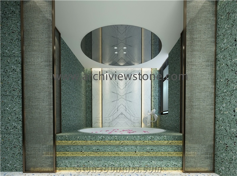 Bright Green Terrazzo Cement Slabs Tiles