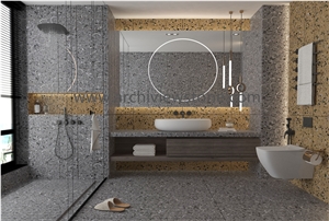 Classic Dark Grey Cement Terrazzo Slabs