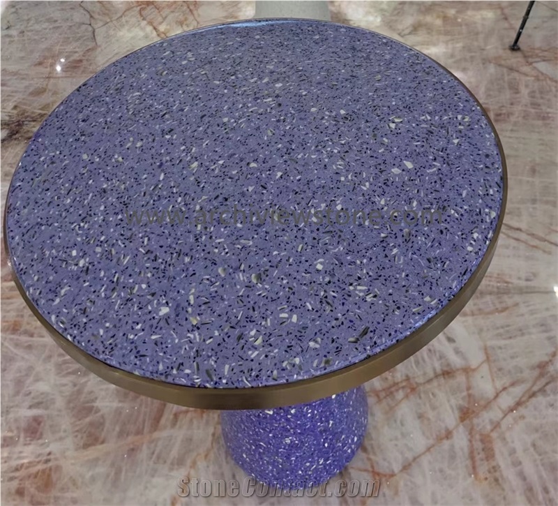 Purple Cement Terrazzo Slabs Terrazzo Tiles