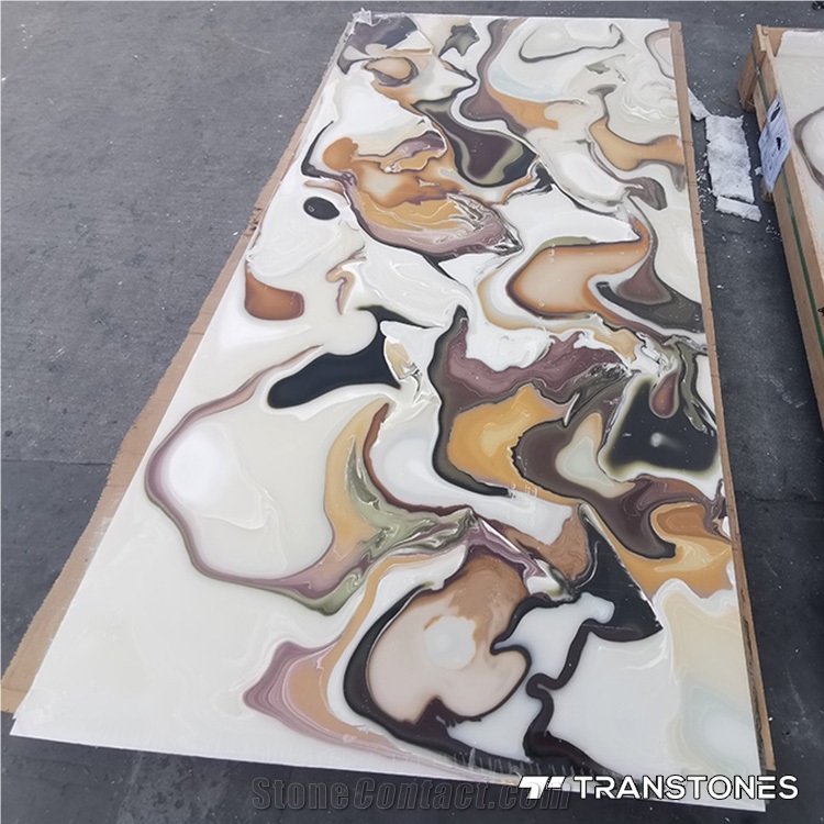 Faux Marble Big Slab Translucent Resin Panel F Dinging Table