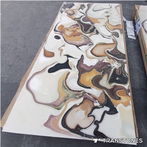 Faux Marble Big Slab Translucent Resin Panel F Dinging Table