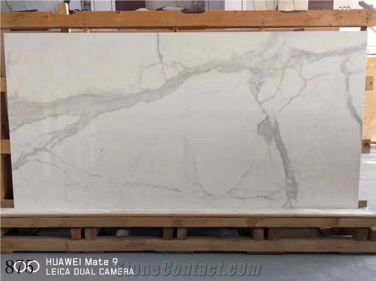 Calacatta White Sintered Stone Slab In China Stone Market