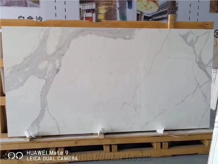Calacatta White Sintered Stone Slab In China Stone Market