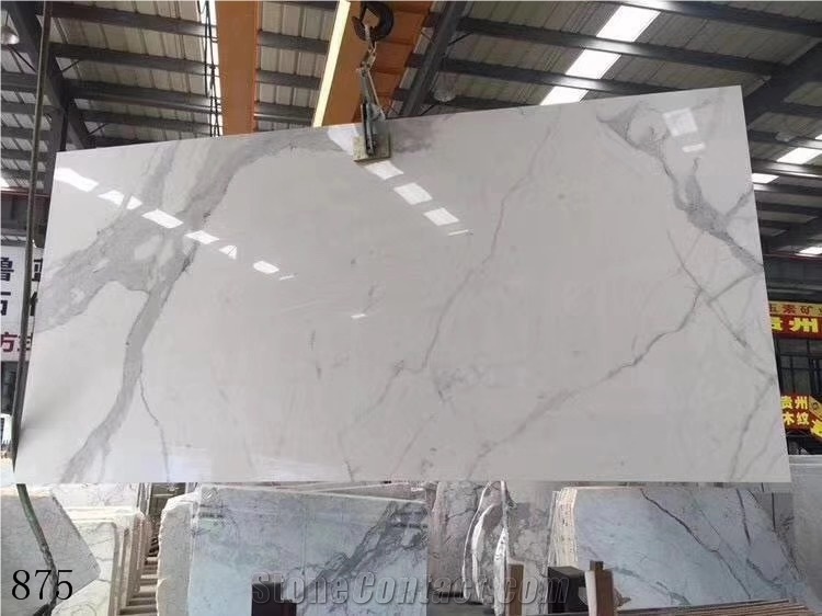 Calacatta White Sintered Stone Slab In China Stone Market