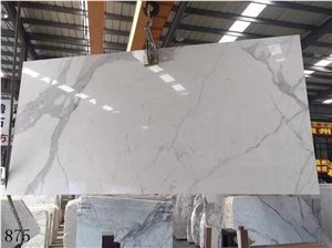 Calacatta White Sintered Stone Slab In China Stone Market