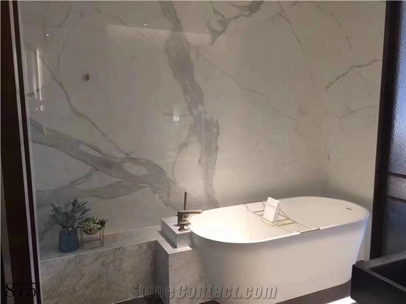 Calacatta White Sintered Stone Slab In China Stone Market