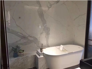 Calacatta White Sintered Stone Slab In China Stone Market