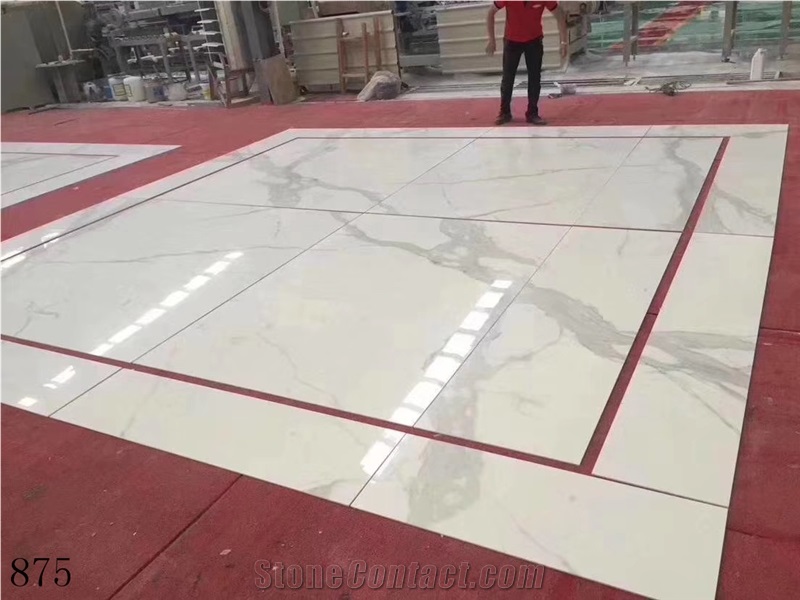 Calacatta White Sintered Stone Slab In China Stone Market