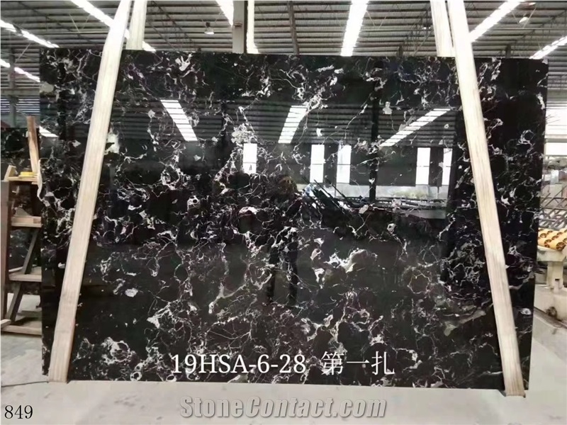 Century Black Ice Flower Marble Slab In China Stone Market