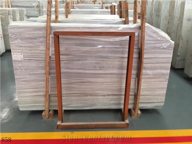 White Wood Grain Marble Ancient Serpegiante Light Gey Slab