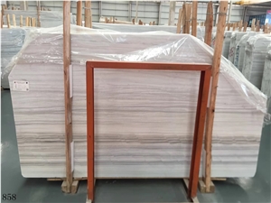 White Wood Grain Marble Ancient Serpegiante Light Gey Slab