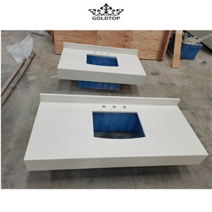 Sparkle Pure White Polished Quartz Countertop Vanity