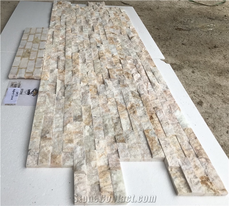 Dragon Yellow Onxy Stacked Stone Wall Panel