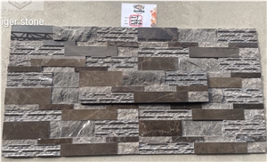 Espacato Coffe Brown Marble Wall Cladding Veneer,Feature Wall Panel,Stacked Stone Veneer