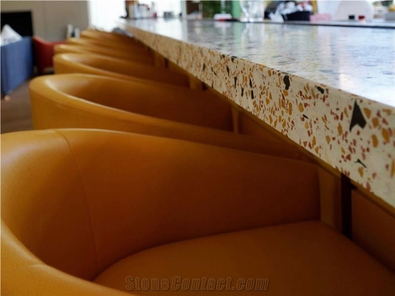 White Terrazzo Slab And Tiles For Wall Cladding