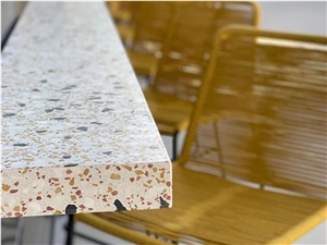 White Terrazzo Slab And Tiles For Wall Cladding