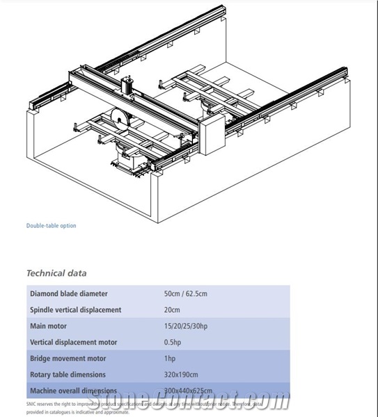 Precision Bridge Cutter SNM-FR Slab Cutting Machine