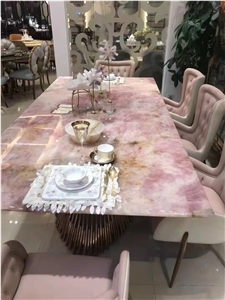 Pink Rectangle Table Top Natural Crystal Quartzite