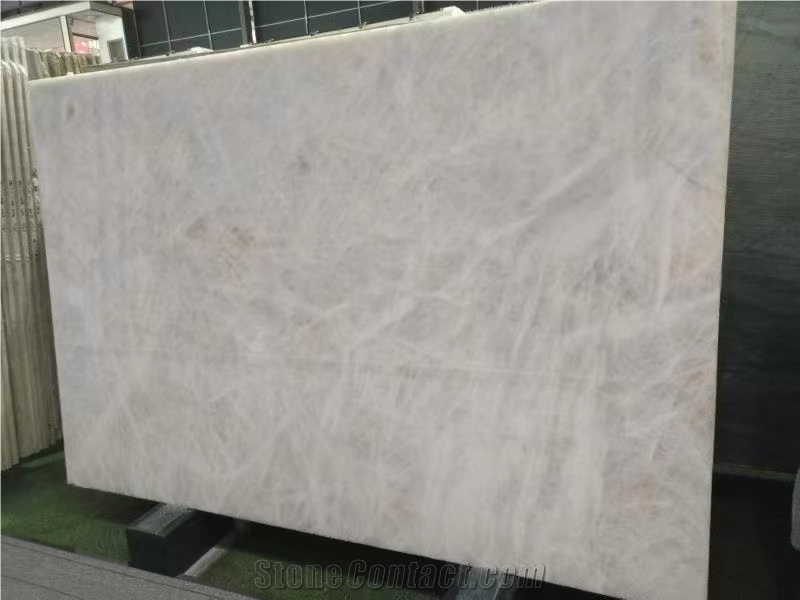 White Crystal Ice Quartzite Floor Tile Slab