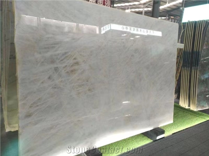 White Crystal Ice Quartzite Floor Tile Slab