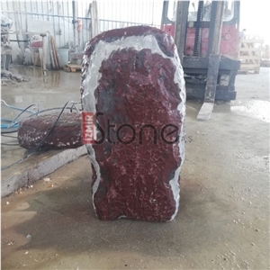 Aegean Red Marble Boulder Head Stone - Spaltfelsen