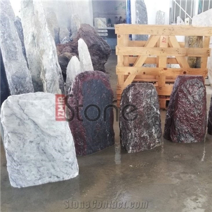 Aegean Red Marble Boulder Head Stone - Spaltfelsen