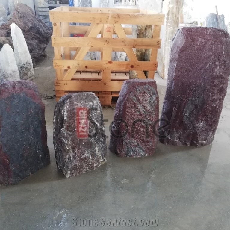 Aegean Red Marble Boulder Head Stone - Spaltfelsen