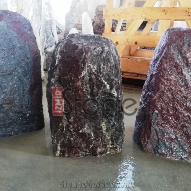 Aegean Red Marble Boulder Head Stone - Spaltfelsen