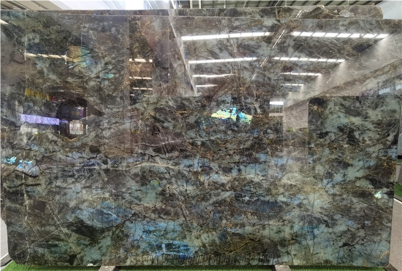 Labradorite Aphrodite Green Granite Slab