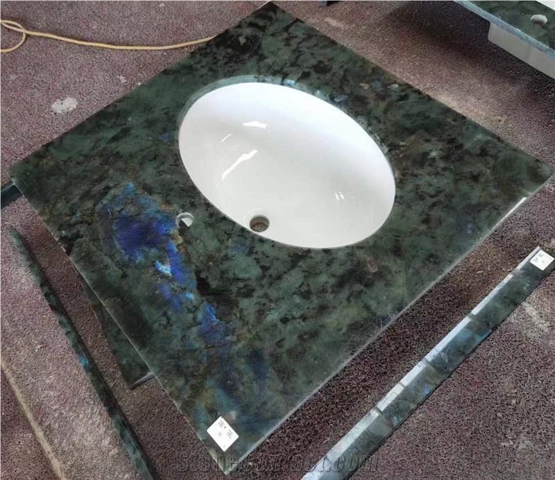 Madagascar Labradorite Tsoa Pearl Blue Granite Vanity Tops