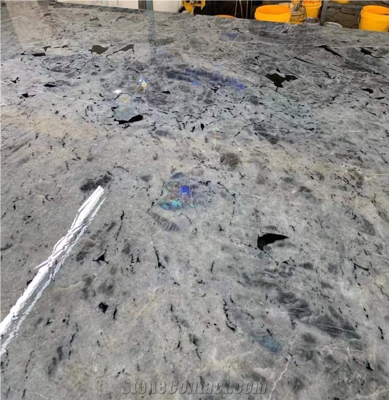 Polished Madagascar Labradorite Bianca Granite Slab