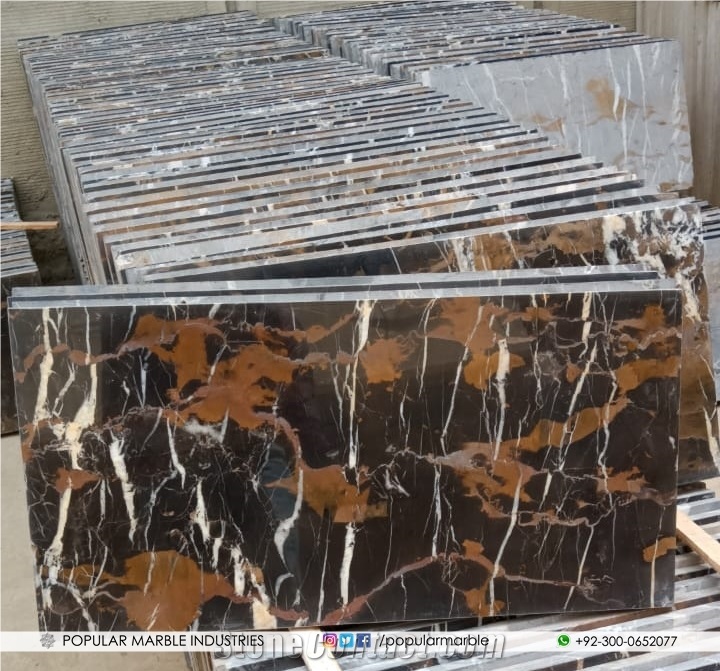 Black And Gold Autoline Polished Tiles