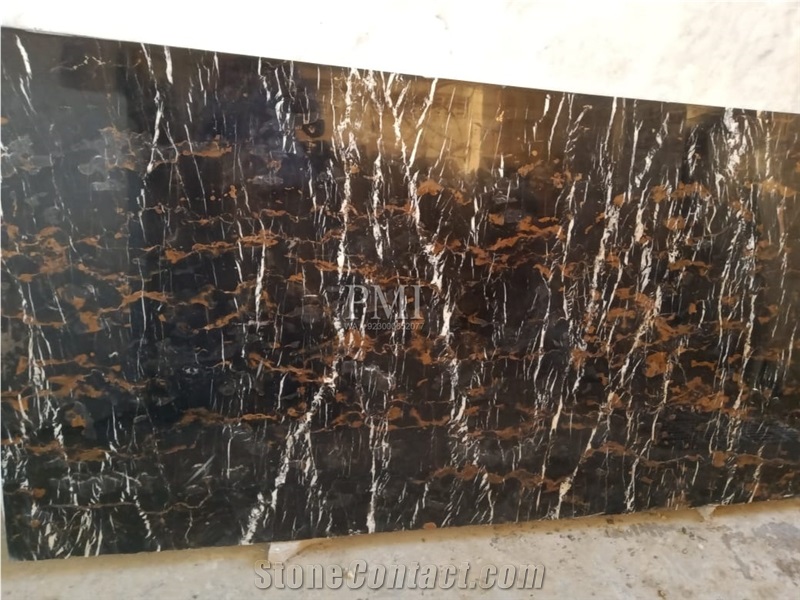 Golden And Black With White Veins Slabs And Tiles