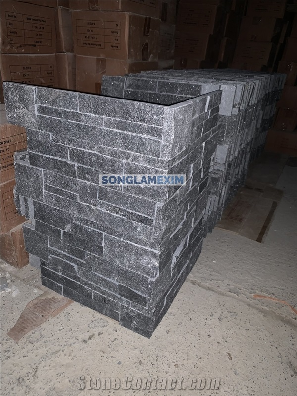 Black Marble Designed Cultured Stone Corner