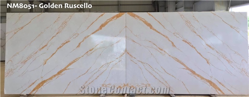 Calacata White Gold Artificial Marble Engineered Stone Slab