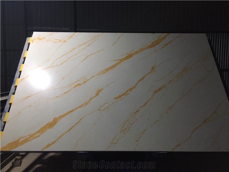Calacata White Gold Artificial Marble Engineered Stone Slab
