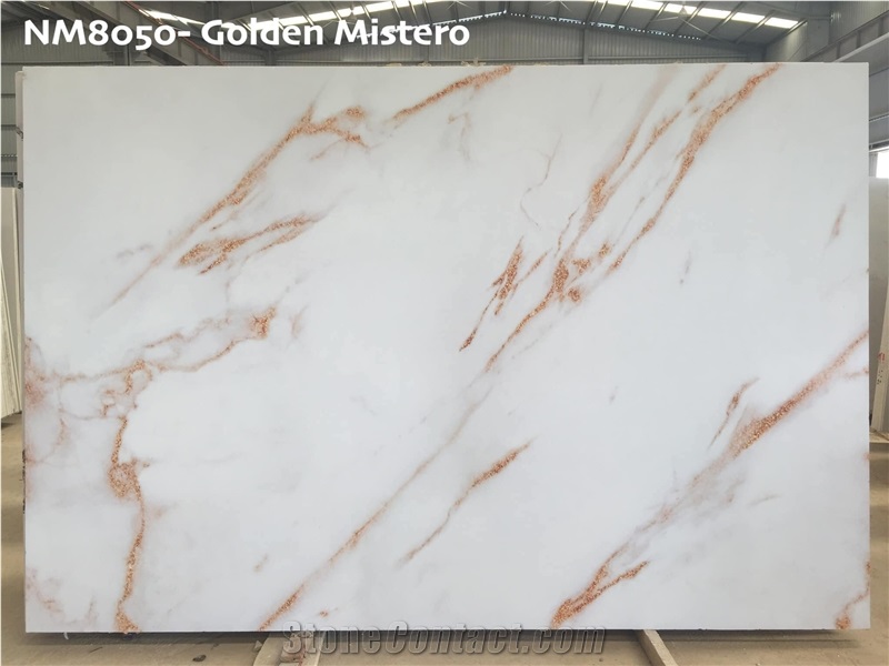 Calacata White Gold Artificial Marble Engineered Stone Slab