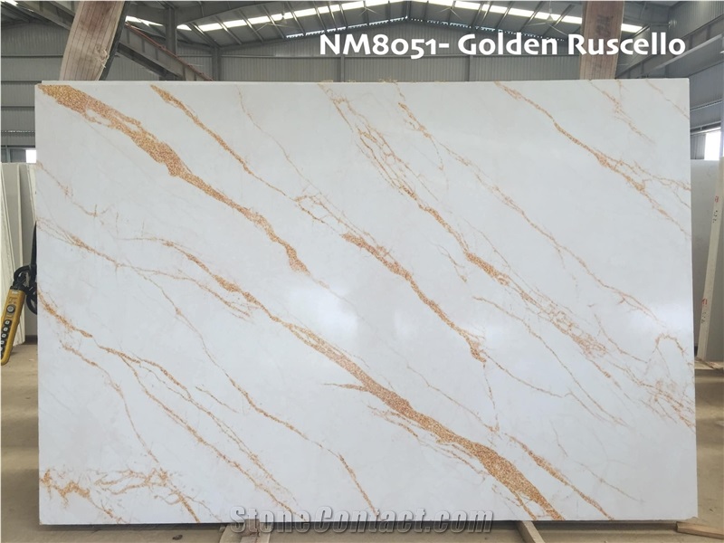 Calacata White Gold Artificial Marble Engineered Stone Slab