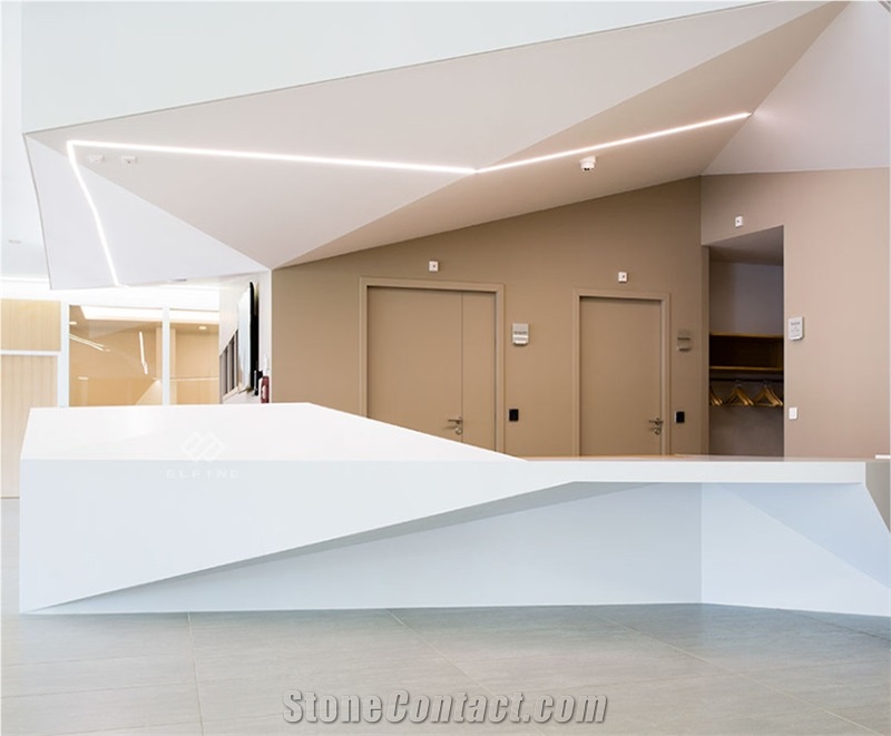 Unique Design White Artificial Marble Diamond Reception Desk