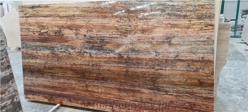 Mexico Travertino Rojo Oaxaca Slabs, Tiles