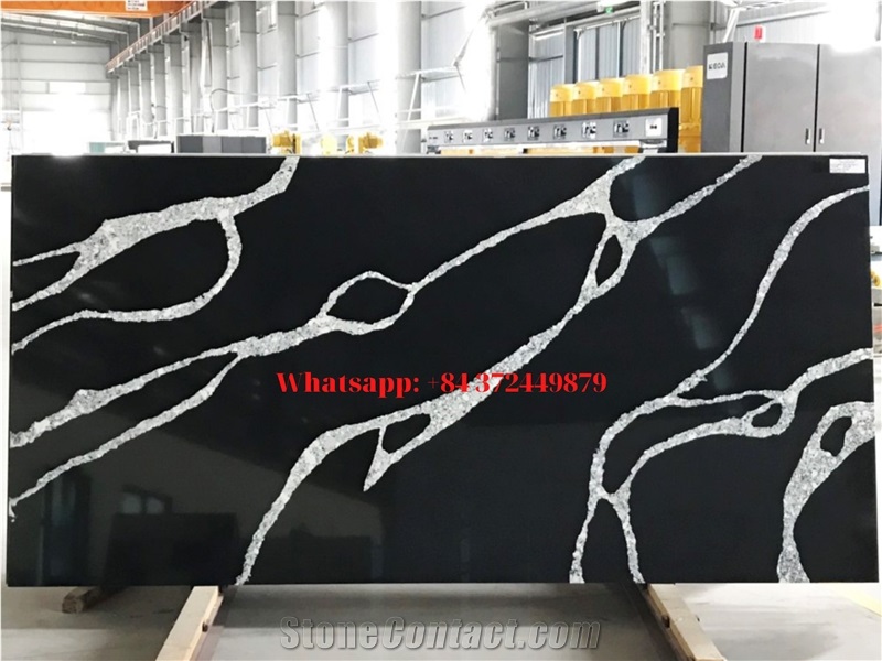 Black Marquina Quartz Slab 30Mm Thickness