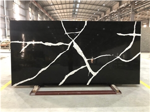 Black Marquina Quartz Slab 30Mm Thickness