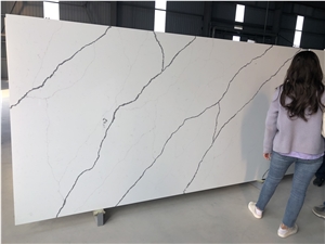 Cannel White Quartz Slab Calacatta 20Mm Thickness