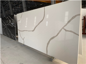 Cannel White Quartz Slab Calacatta 20Mm Thickness