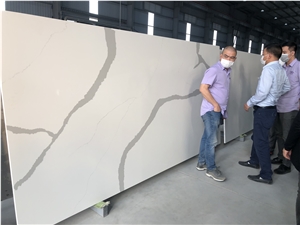 Cannel White Quartz Slab Calacatta 20Mm Thickness