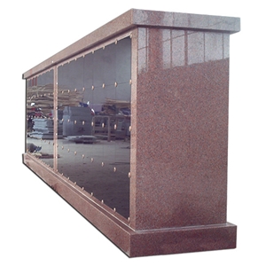 48 Niche Chinese Grey Granite Columbaria With Black Door