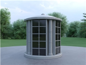 50 Niche Grey Granite Columbarium With Black Granite Door