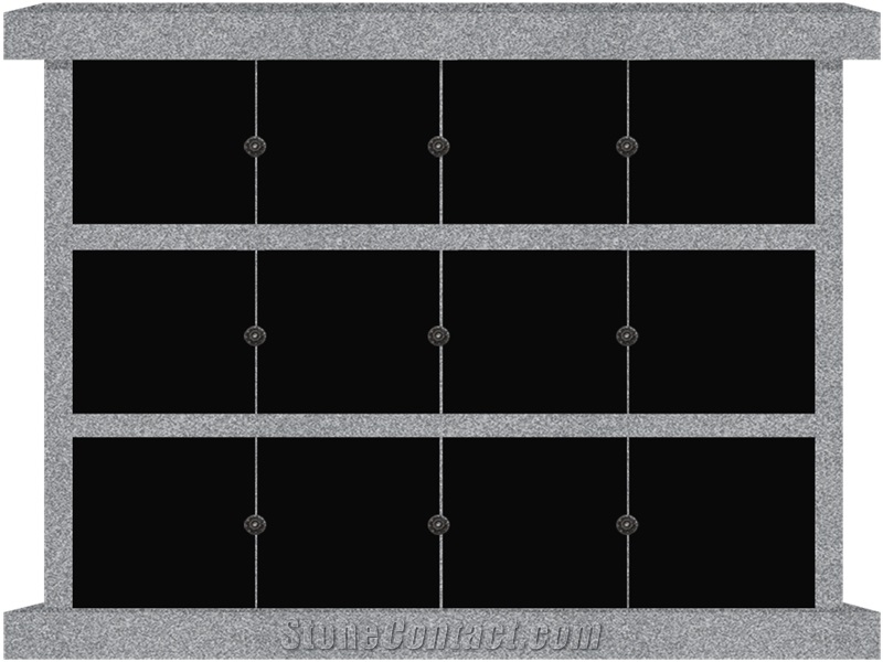 White Granite Columbarium With Black Stone Niches Cemetery