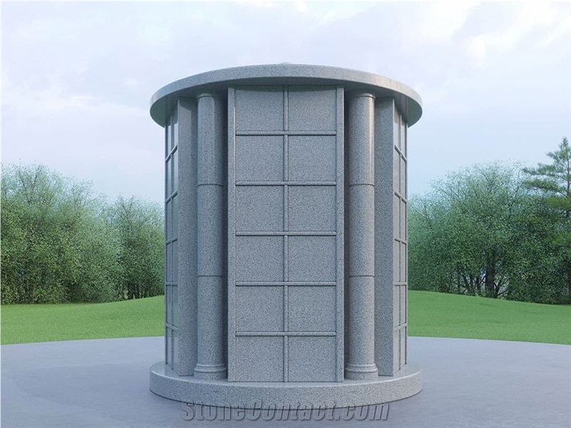 White Granite Columbarium With Black Stone Niches Cemetery
